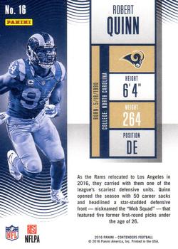 2016 Panini Contenders - Championship Ticket #16 Robert Quinn Back