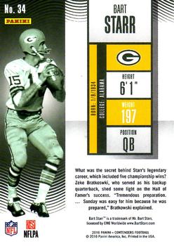 2016 Panini Contenders - Championship Ticket #34 Bart Starr Back