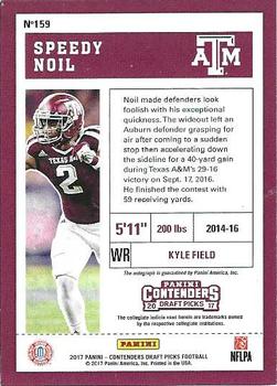 2017 Panini Contenders Draft Picks #159 Speedy Noil Back