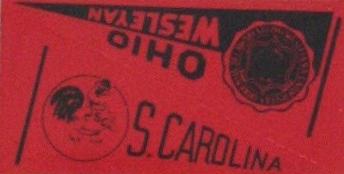 1961 Nu-Cards Football Stars - College Pennants #NNO Ohio Wesleyan / South Carolina Front