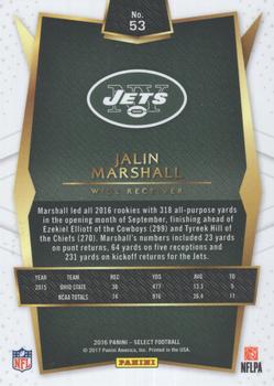 2016 Panini Select - Tri-Color Prizm #53 Jalin Marshall Back