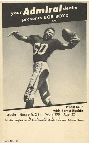 1950 Admiral TV Los Angeles Rams #7 Bob Boyd Front