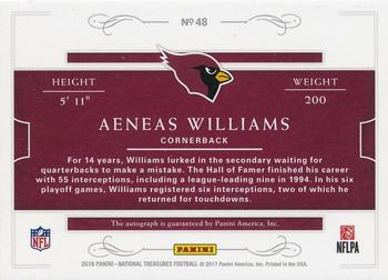 2016 Panini National Treasures - All-Decade Signatures Holo Silver #48 Aeneas Williams Back