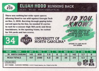 2017 Panini Classics #233 Elijah Hood Back