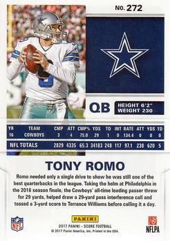 2017 Score - Black #272 Tony Romo Back