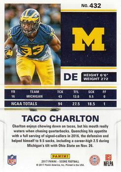 2017 Score - Black #432 Taco Charlton Back