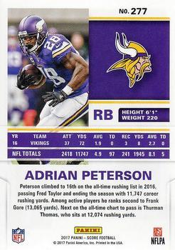 2017 Score - Red #277 Adrian Peterson Back