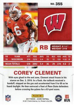 2017 Score - Red #355 Corey Clement Back