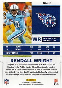 2017 Score - Scorecard #35 Kendall Wright Back