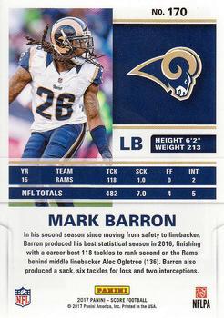 2017 Score - Scorecard #170 Mark Barron Back