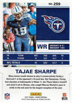 2017 Score - Scorecard #259 Tajae Sharpe Back