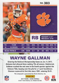 2017 Score - Rookie Autographs Artist's Proof #383 Wayne Gallman Back