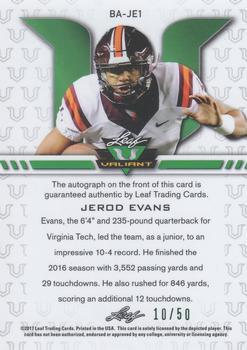 2017 Leaf Valiant #BA-JE1 Jerod Evans Back