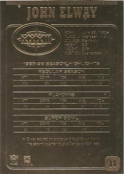 1998 The Danbury Mint Super Bowl XXXIII 22K Gold #11 John Elway Back