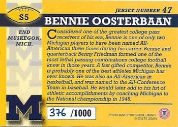 2002 TK Legacy Michigan Wolverines - All Century Team #S5 Bennie Oosterbaan Back