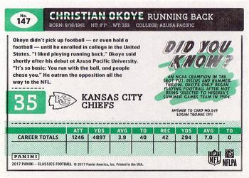 2017 Panini Classics - Glossy (Gold Border) #147 Christian Okoye Back