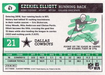 2017 Panini Classics - Timeless Tributes Black #67 Ezekiel Elliott Back