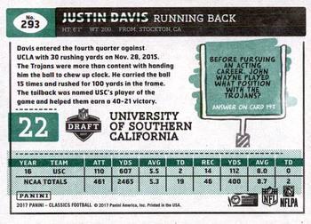 2017 Panini Classics - Timeless Tributes Black #293 Justin Davis Back