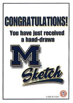 2002 TK Legacy Michigan Wolverines - Hand Drawn Sketches #NNO Bo Schembechler Back