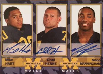 2002 TK Legacy Michigan Wolverines - Mates Autographs #MM31 Mike Hart / Chad Henne / Mario Manningham Front