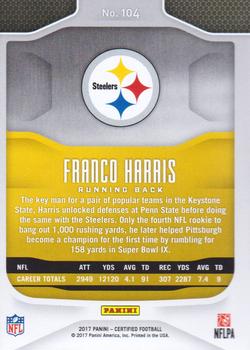 2017 Panini Certified #104 Franco Harris Back