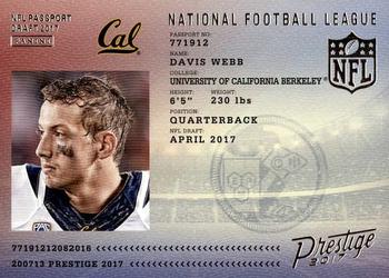 2017 Panini Prestige - NFL Passport #3 Davis Webb Front
