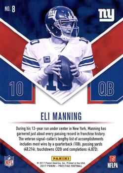 2017 Panini Prestige - Stars of the NFL #8 Eli Manning Back