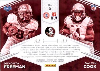 2017 Donruss Elite - College Ties #5 Dalvin Cook / Devonta Freeman Back