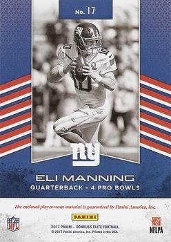 2017 Donruss Elite - Pro Bowl Standouts Prime #17 Eli Manning Back