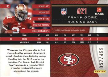2010 Panini Limited #83 Frank Gore  Back
