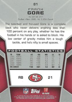 2010 Topps Unrivaled #81 Frank Gore  Back