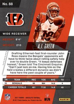 2017 Panini Absolute #88 A.J. Green Back