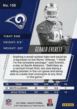 2017 Panini Absolute #156 Gerald Everett Back