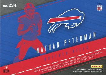 2017 Panini Absolute #234 Nathan Peterman Back