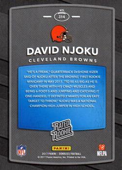 2017 Donruss - Press Proof Blue #314 David Njoku Back