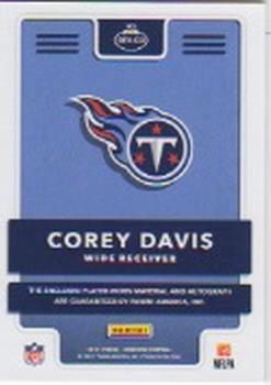 2017 Donruss - Rookie Phenom Jersey Autographs #RPJ-CD Corey Davis Back