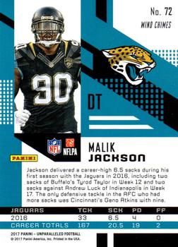 2017 Panini Unparalleled - Lime Green #72 Malik Jackson Back