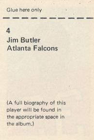 1971 NFLPA Wonderful World Stamps #4 Jim Butler Back
