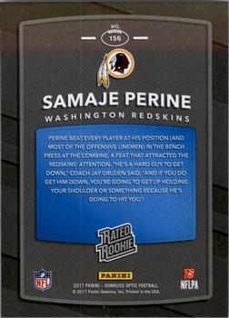 2017 Donruss Optic #156 Samaje Perine Back