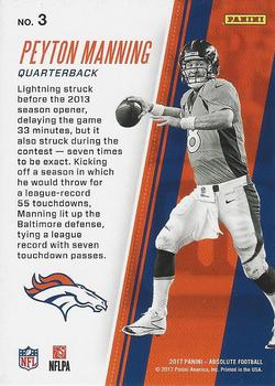 2017 Panini Absolute - Kickoff Retail #3 Peyton Manning Back