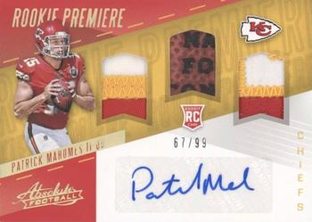 2017 Panini Absolute - Rookie Premiere Material Autographs Spectrum #229 Patrick Mahomes II Front