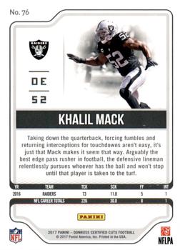 2017 Donruss Certified Cuts - Silver #76 Khalil Mack Back