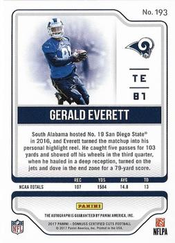 2017 Donruss Certified Cuts - Rookie Scripts #193 Gerald Everett Back