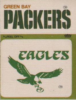 1976 Fleer Football Patches #NNO Philadelphia Eagles Logo / Green Bay Packers Name Front