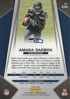 2017 Panini Prizm - Prizm Red, White and Blue #235 Amara Darboh Back