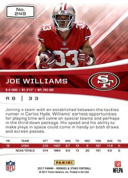 2017 Panini Rookies & Stars #249 Joe Williams Back