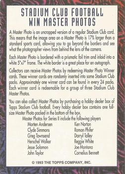 1993 Stadium Club - Info Cards #NNO Info Card: Win Master Photos Back