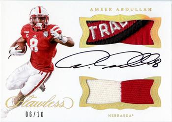 2017 Panini Flawless Collegiate - Dual Patch Autographs Gold #DPA-AA Ameer Abdullah Front