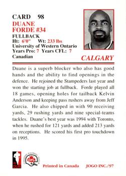 1997 JOGO #98 Duane Forde Back