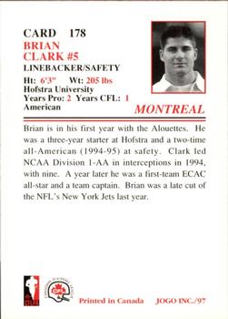 1997 JOGO #178 Brian Clark Back